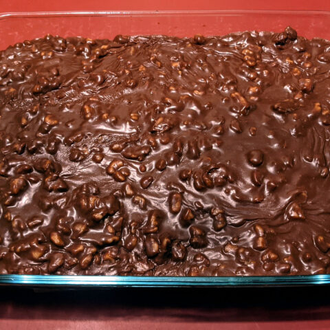 Choclate cake with chocolate pecan icing